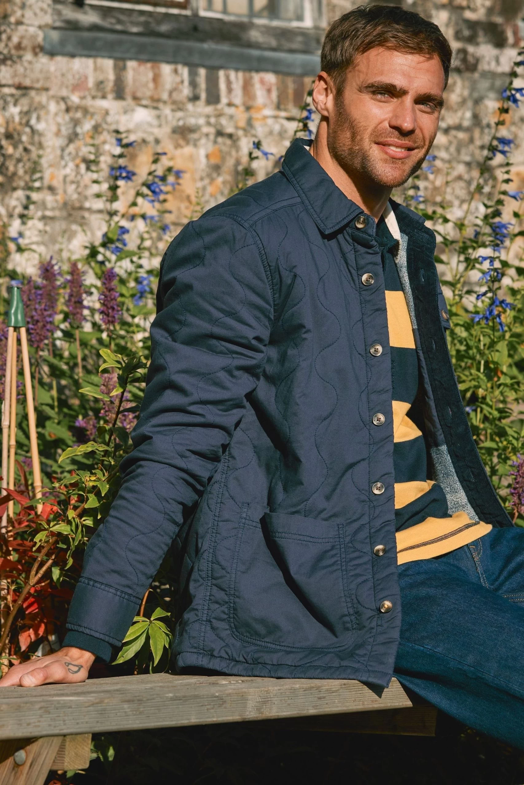 FatFace Blue Burgh Quilted Overshirt 3 FatFace Blue Burgh Quilted Overshirt - Image 3