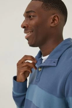 FatFace Blue Thorpe Rugby Stripe Half Neck Sweat Top 9 FatFace Blue Thorpe Rugby Stripe Half Neck Sweat Top -Fashion Clothing Store D70284s4