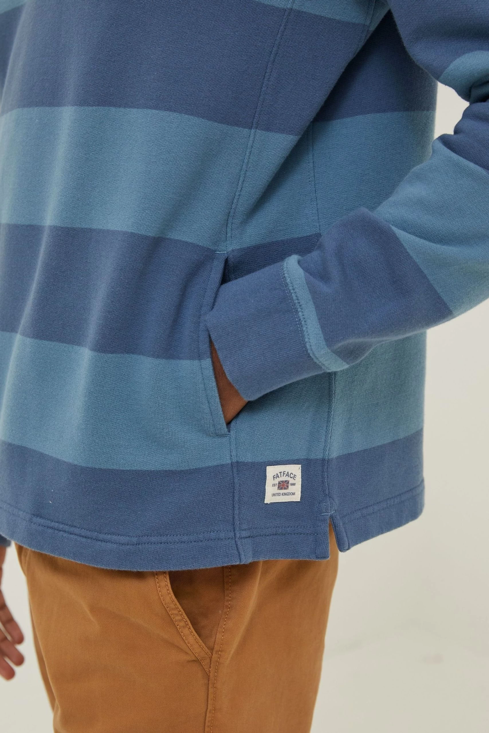 FatFace Blue Thorpe Rugby Stripe Half Neck Sweat Top 5 FatFace Blue Thorpe Rugby Stripe Half Neck Sweat Top - Image 5