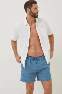 FatFace Blue Trevose Shark Swim Shorts