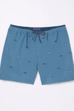FatFace Blue Trevose Shark Swim Shorts -Fashion Clothing Store D70288s6