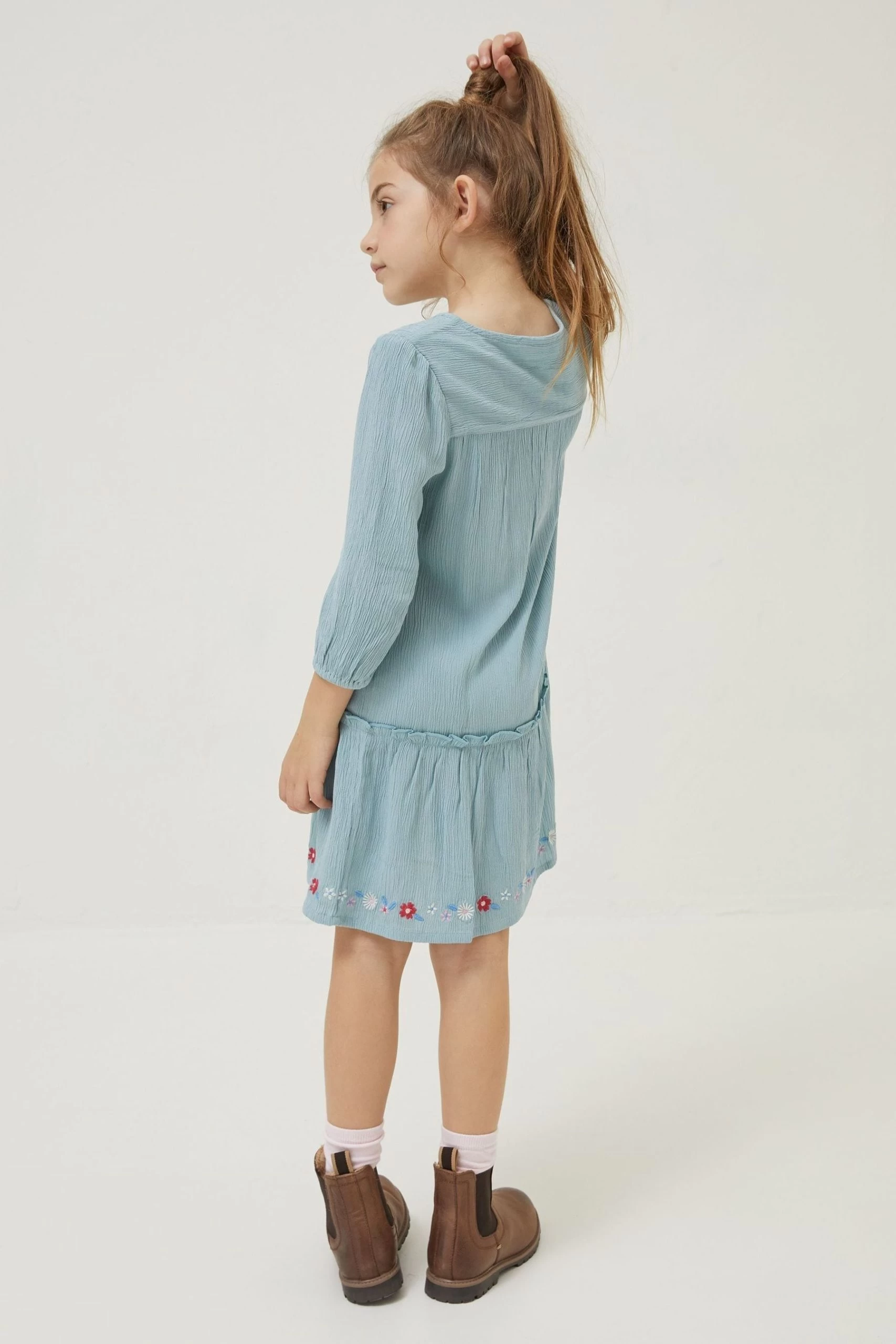 FatFace Green Adeline Embroidered Hem Dress 2 FatFace Green Adeline Embroidered Hem Dress - Image 2