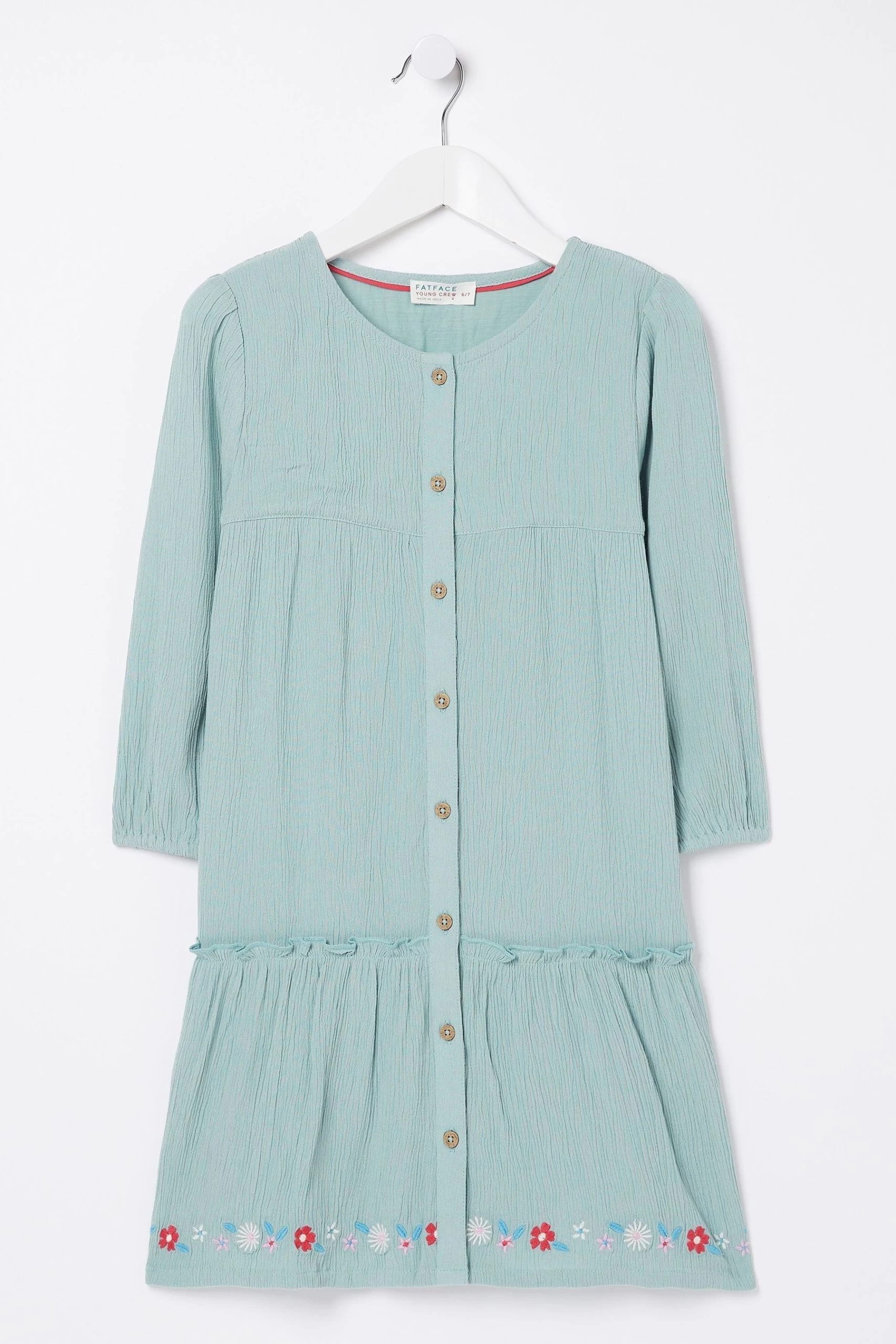 FatFace Green Adeline Embroidered Hem Dress 5 FatFace Green Adeline Embroidered Hem Dress - Image 5