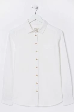 FatFace White Olivia Linen Shirt 9 FatFace White Olivia Linen Shirt -Fashion Clothing Store D78 325s5