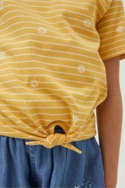 FatFace Yellow Floral Stripe T-Shirt -Fashion Clothing Store D78306s3