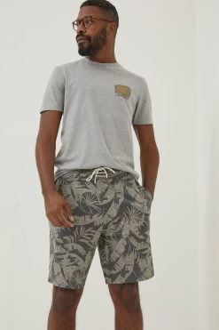 FatFace Grey Camber Leaf Print Swim Shorts