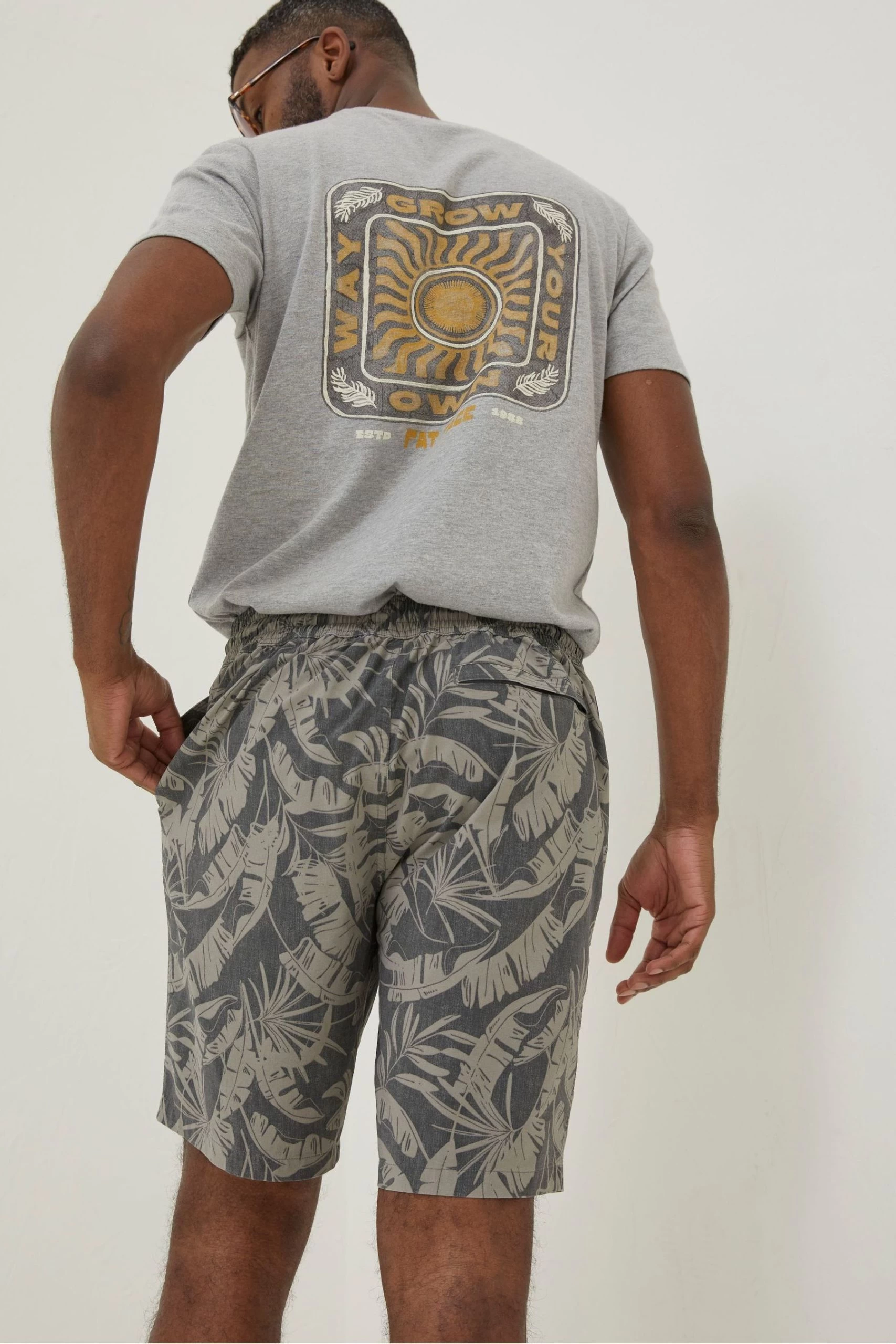 FatFace Grey Camber Leaf Print Swim Shorts 2 FatFace Grey Camber Leaf Print Swim Shorts - Image 2