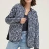FatFace Blue Printed Watercolour Batik Jacket