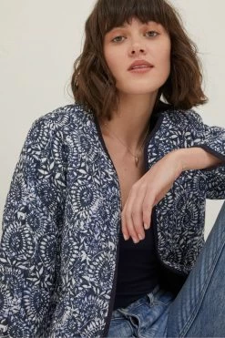 FatFace Blue Printed Watercolour Batik Jacket -Fashion Clothing Store D78337s4