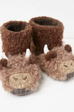 FatFace Hamish Brown Cow Slipper Boots -Fashion Clothing Store D83096s3