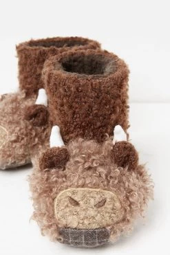 FatFace Hamish Brown Cow Slipper Boots -Fashion Clothing Store D83096s4