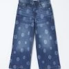 FatFace Blue Willow Wide Leg Printed Crop Jeans