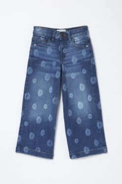 FatFace Blue Willow Wide Leg Printed Crop Jeans