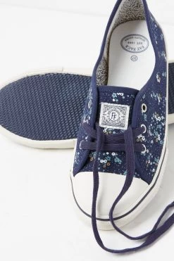 FatFace Blue Floral Print Ballet Trainers -Fashion Clothing Store D90552s3