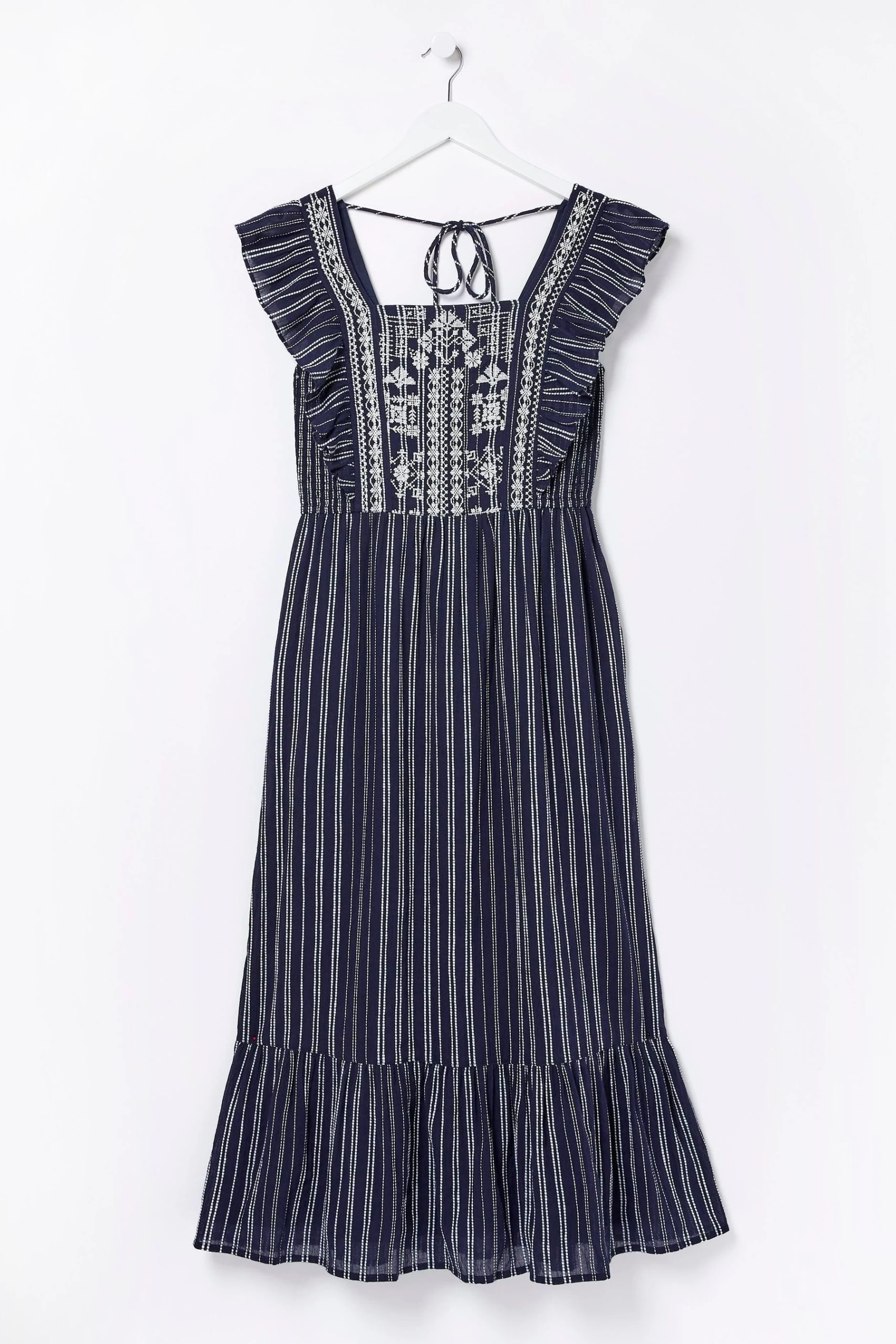 FatFace Blue Izzi Stripe Embroidered Dress 7 FatFace Blue Izzi Stripe Embroidered Dress - Image 7