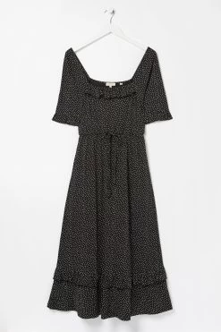 FatFace Nikki Black Spot Jersey Midi Dress -Fashion Clothing Store D90567s6