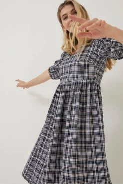 FatFace Blue Hannah Check Midi Dress -Fashion Clothing Store D90577s4