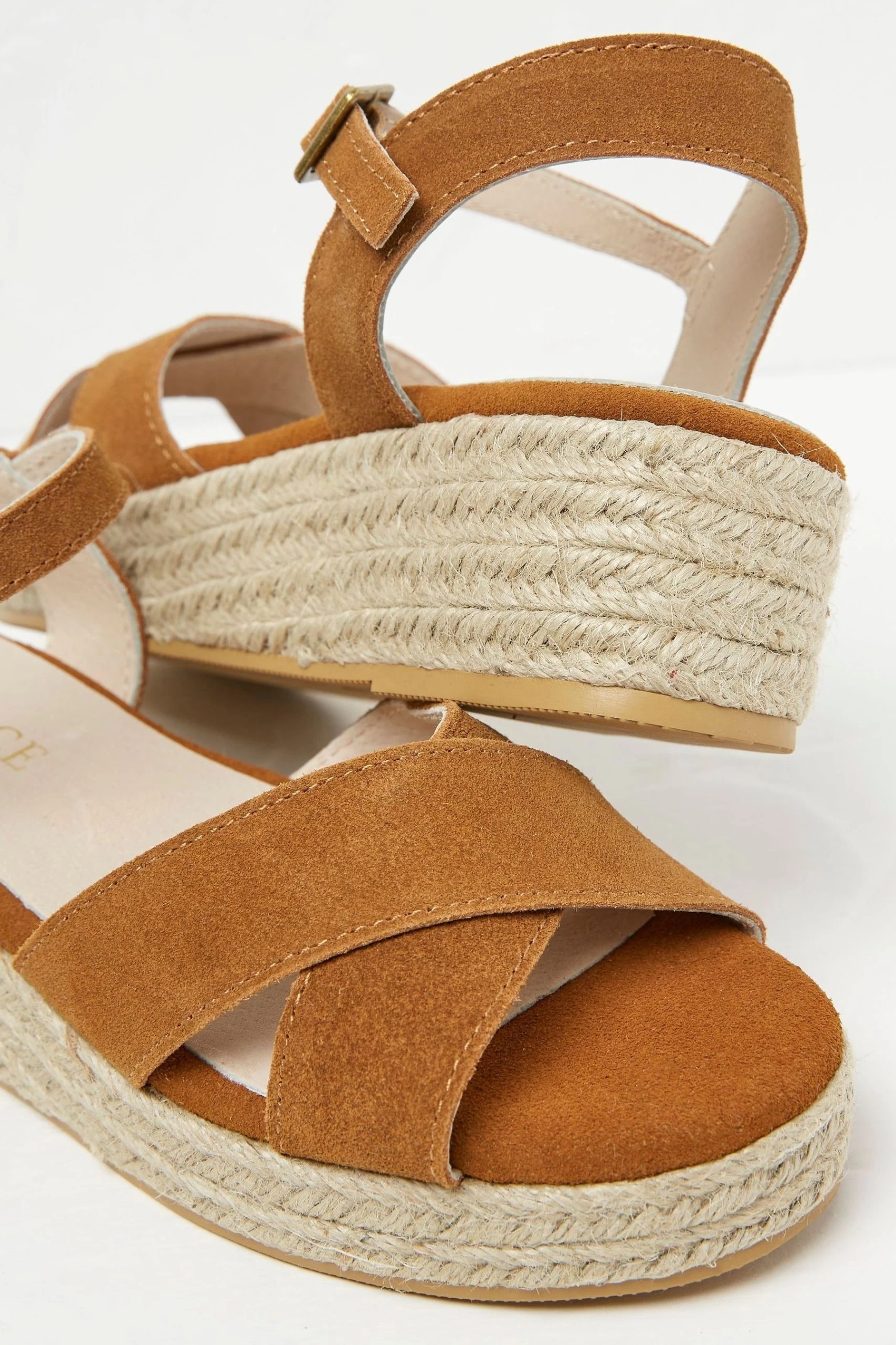 FatFace Brown Crossover Mini Wedge Sandals 3 FatFace Brown Crossover Mini Wedge Sandals - Image 3