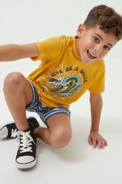 FatFace Yellow Summer Wave Graphic T-Shirt -Fashion Clothing Store D90592s4