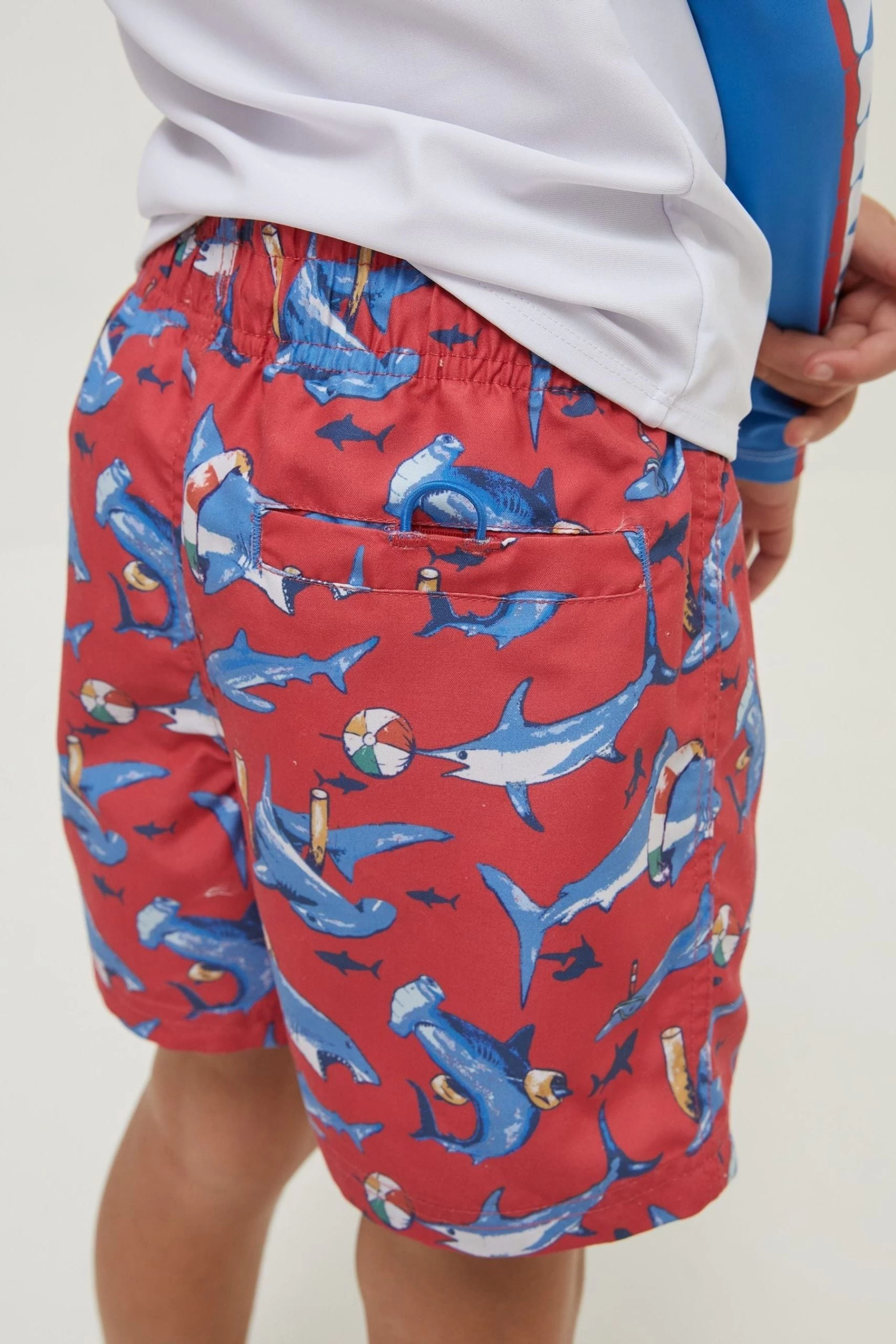 FatFace Red Sidney Shark Swim Shorts 2 FatFace Red Sidney Shark Swim Shorts - Image 2