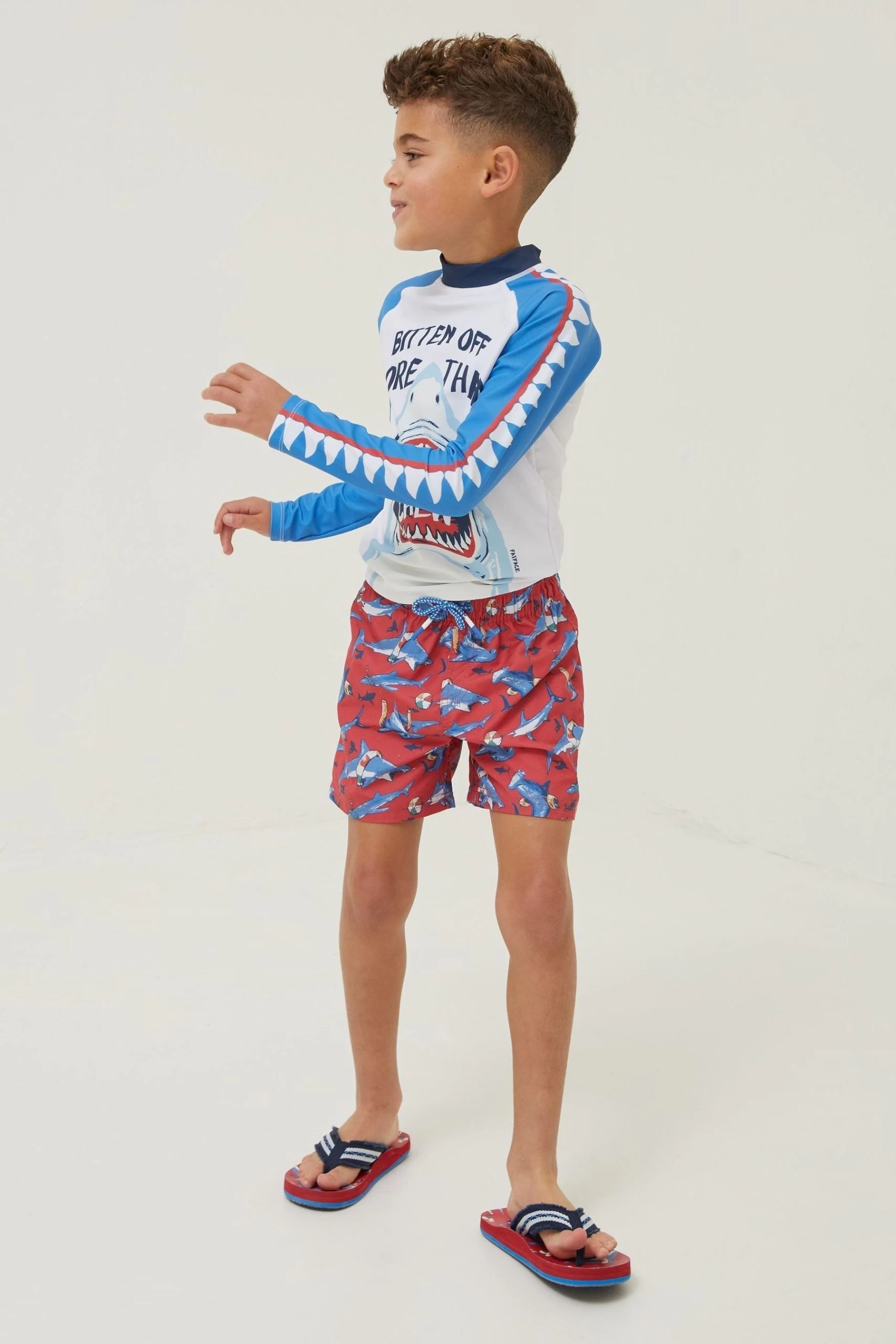 FatFace Red Sidney Shark Swim Shorts 3 FatFace Red Sidney Shark Swim Shorts - Image 3