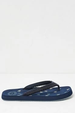 FatFace Blue Bay Bee Print Flip Flops
