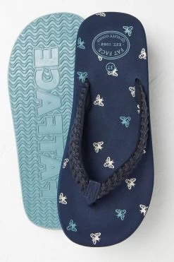 FatFace Blue Bay Bee Print Flip Flops -Fashion Clothing Store D90599s3