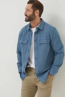 FatFace Blue Rafety Twill Shirt -Fashion Clothing Store D91530s3