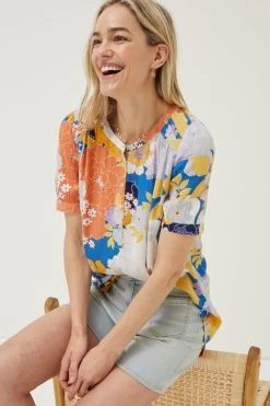 FatFace Blue Jodie Coastal Bloom Blouse