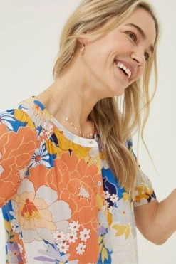 FatFace Blue Jodie Coastal Bloom Blouse -Fashion Clothing Store M85 924s3