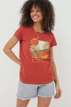 FatFace Red Summer Haze T-Shirt -Fashion Clothing Store M85 963s4