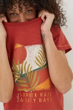 FatFace Red Summer Haze T-Shirt -Fashion Clothing Store M85 963s7