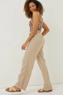 FatFace Naturals Ives Wide Leg Linen Trousers -Fashion Clothing Store M85882s3