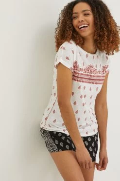 FatFace Natural Ivy Woodblock Geo T-Shirt