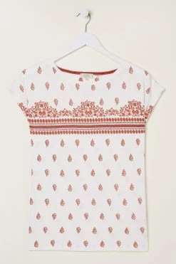 FatFace Natural Ivy Woodblock Geo T-Shirt -Fashion Clothing Store M85955s5