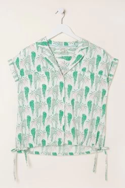 FatFace Natural Val Parrot Linen Blend Shirt -Fashion Clothing Store M86194s6