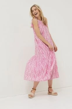 FatFace Ayanna Pink Paisley Maxi Beach Dress