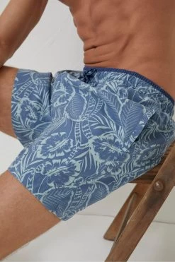 FatFace Blue Trevose Palm Print Swim Shorts -Fashion Clothing Store M87819s4