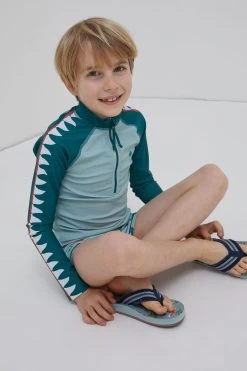 FatFace Green Carter Crocodile Rash Vest