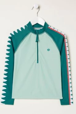 FatFace Green Carter Crocodile Rash Vest -Fashion Clothing Store M88 783s3 1