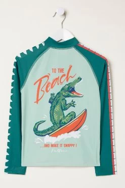 FatFace Green Carter Crocodile Rash Vest -Fashion Clothing Store M88 783s4 1