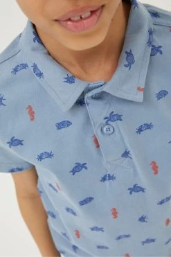 FatFace Blue Sea Creatures Printed Polo Shirt -Fashion Clothing Store M88785s3