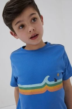 FatFace Blue Wave Chest Jersey T-Shirt -Fashion Clothing Store M88813s3