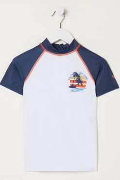 FatFace Graphic Rash White Vest