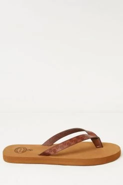 FatFace Emmy Lasercut Brown Flip Flops