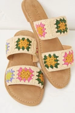 FatFace Natural Penelope Tile Crochet Sliders -Fashion Clothing Store M89697s5