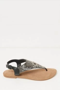 FatFace Silver Madeliene Beaded Sandals