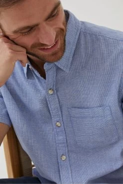 FatFace Blue Bugle Micro Check Shirt -Fashion Clothing Store M90898s3