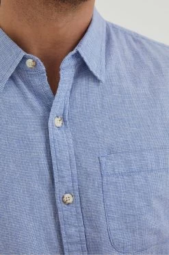 FatFace Blue Bugle Micro Check Shirt -Fashion Clothing Store M90898s4