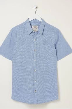 FatFace Blue Bugle Micro Check Shirt -Fashion Clothing Store M90898s5